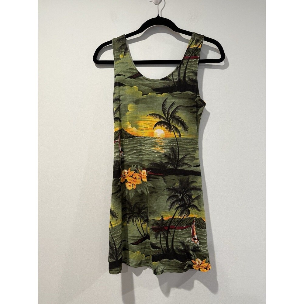 Vintage Hawaiian Tropical Dress Womens XS/S Stretch Beach Sunset Vacation Floral